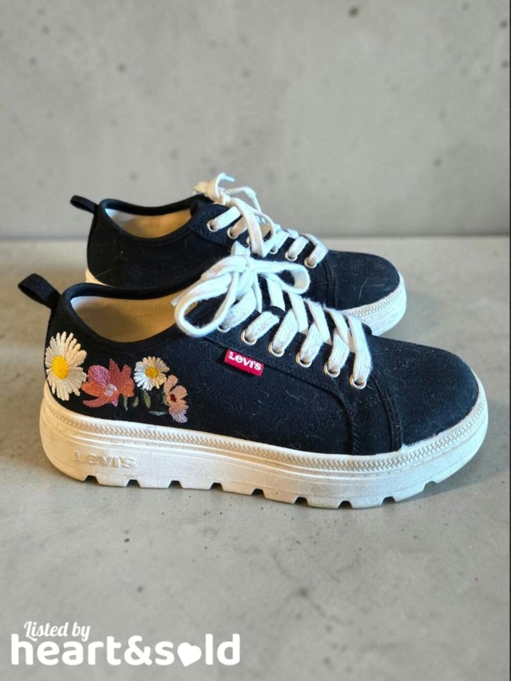 Womens Levi's Black Floral Canvas Sneakers